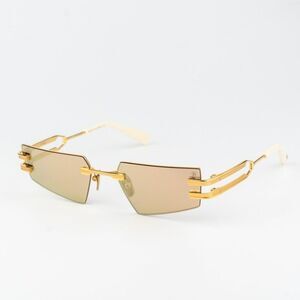 Balmain Men Sunglasses Titanium Gold Brown Geometric FIXE BPS-123D-54